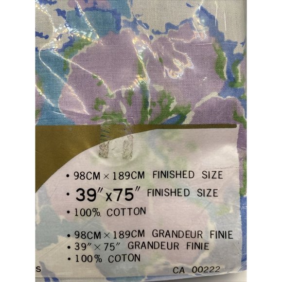 Sears Elasto-Fit Twin Fitted Sheet 39” X 75” Flower Power Mod MCM Blue Purple - Picture 5 of 14